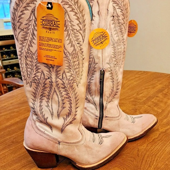 Corral Rose Pink Cowboy  Cowgirl Boots Size 8 E1447 - Picture 7 of 16